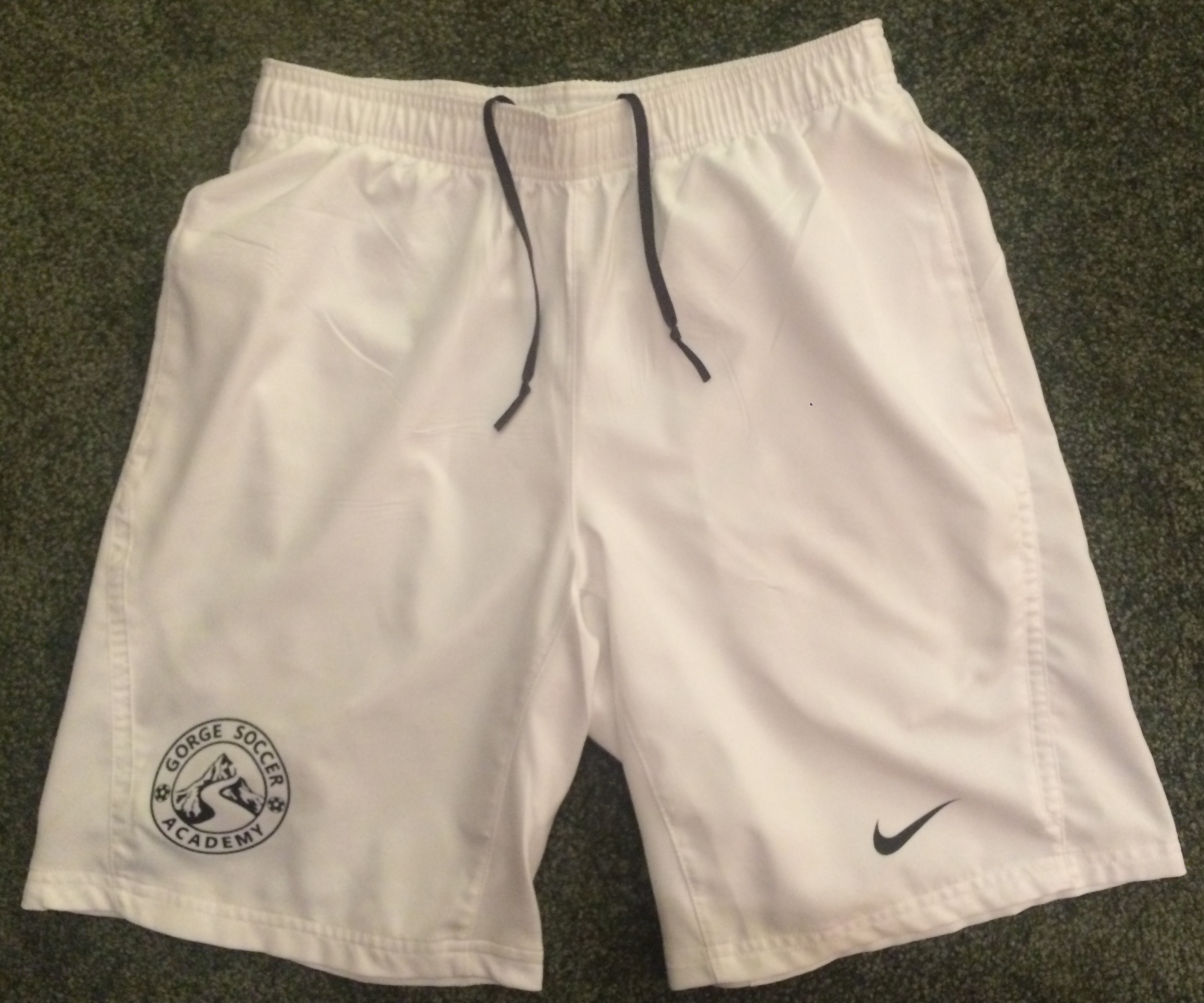 White GSA Training Shorts with Black Printed Logo